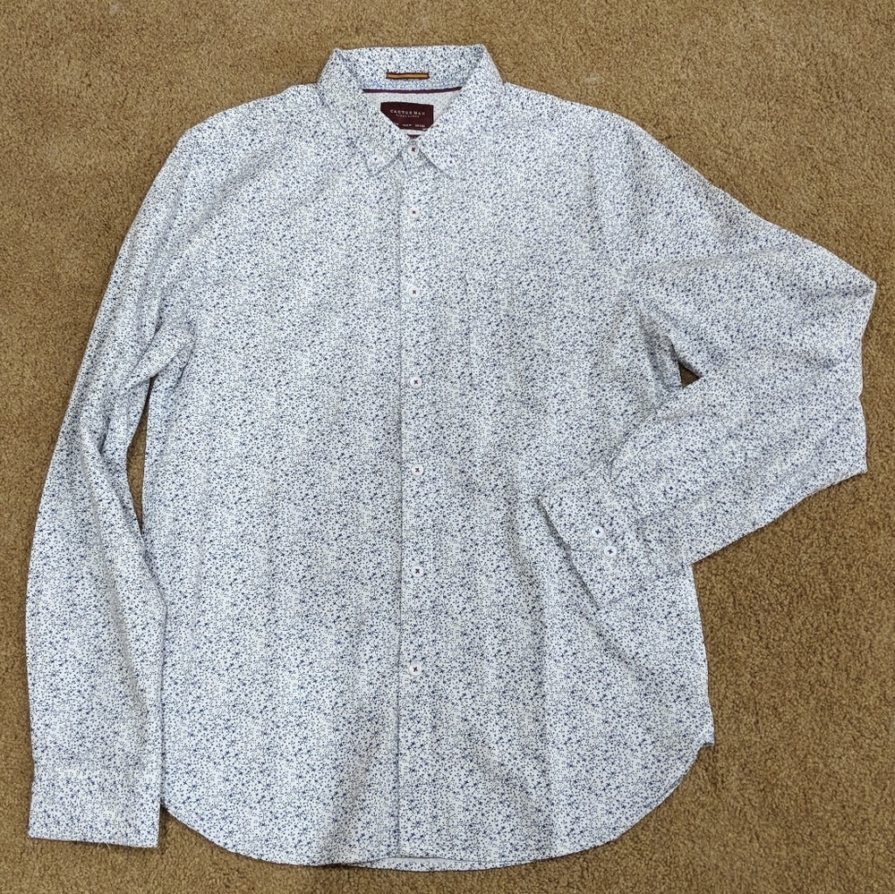 NWOT black and white floral dress shirt